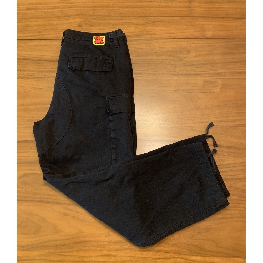 Empyre Cargo Pants Mens 35x28 Black Relaxed Button Fly Parachute Skater Y2K